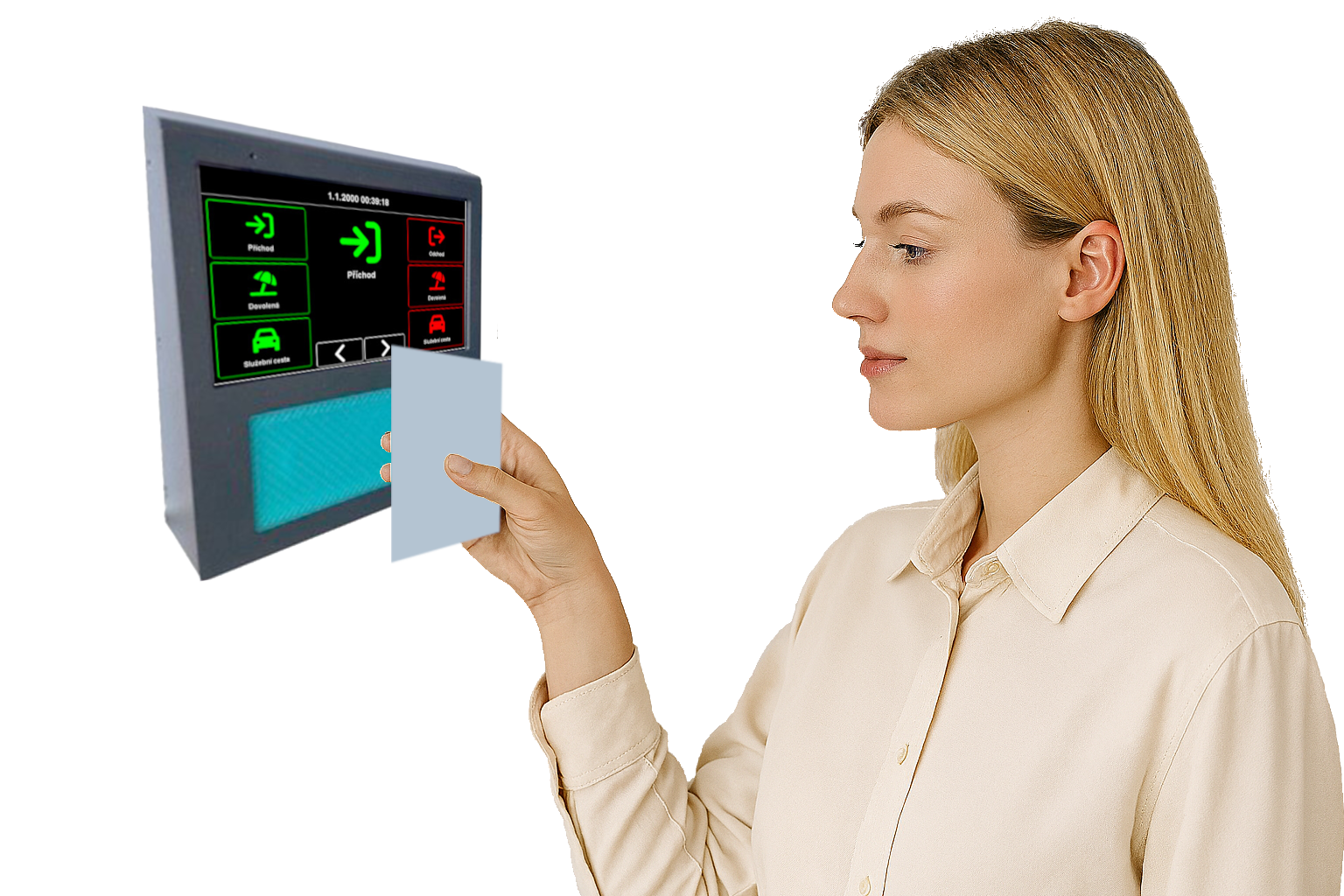 Docházkový terminán snímá kartou